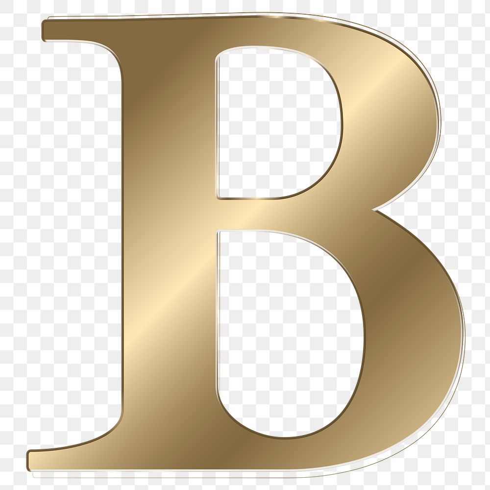 Letter b png gold metallic font, transparent background