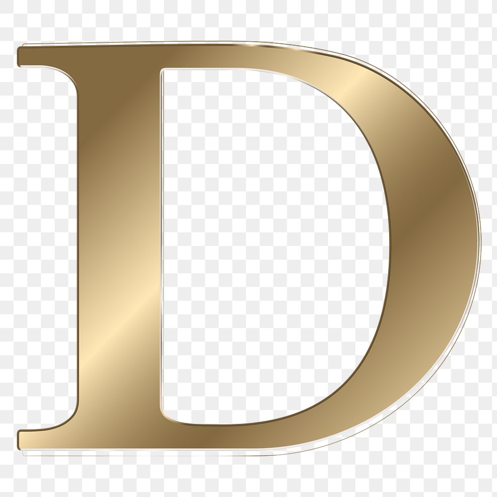 Letter d png gold metallic font, transparent background
