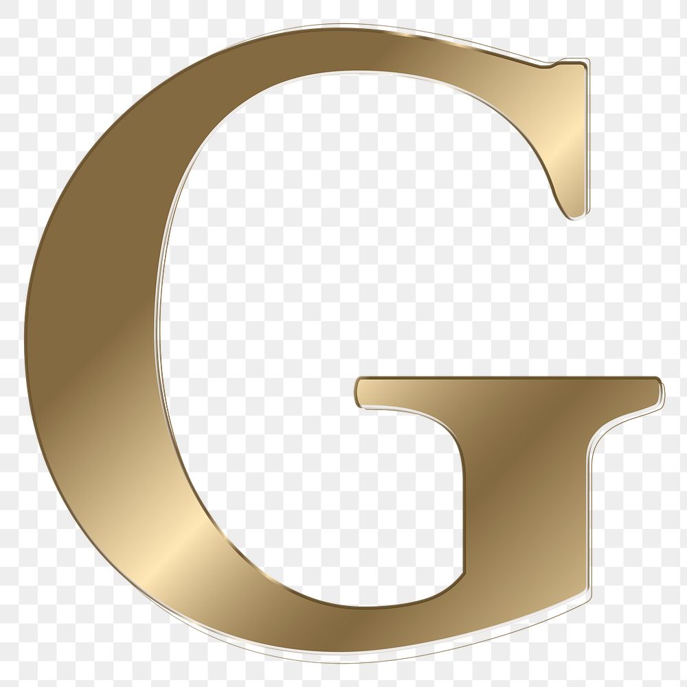 Letter g png gold metallic font, transparent background