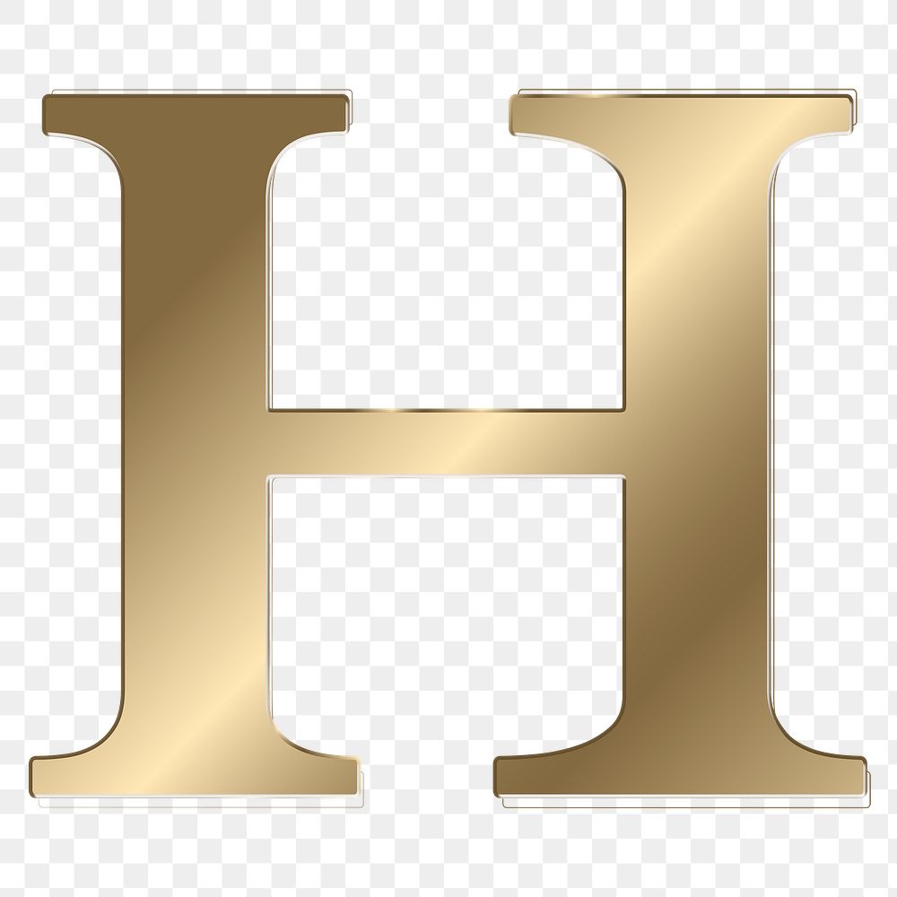 Letter h png gold metallic font, transparent background