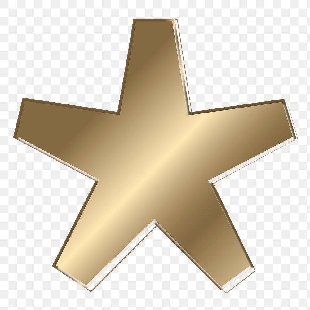 Asterisk png gold metallic symbol, transparent background