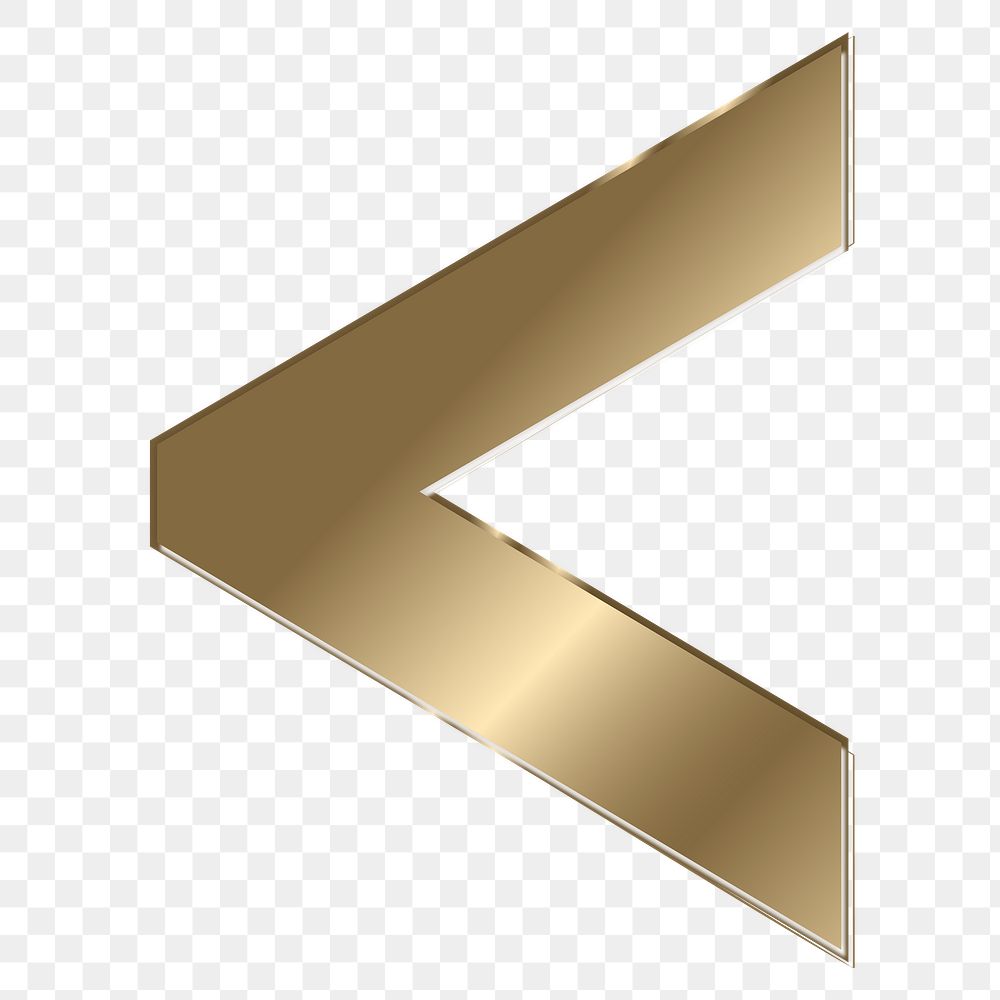 Less than png gold metallic symbol, transparent background