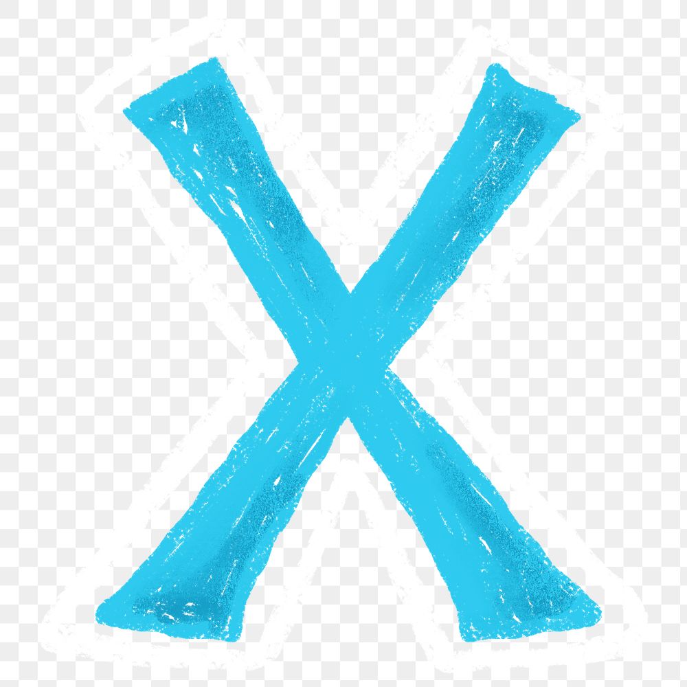 Letter X png  crayon font, transparent background