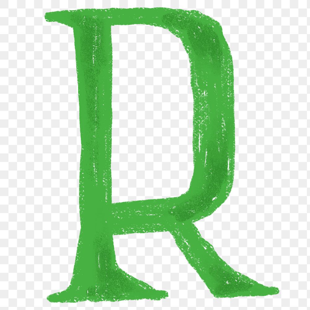 Letter R png  crayon font, transparent background