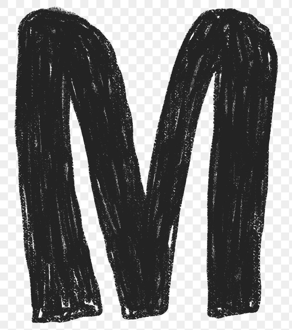 Letter M png  crayon font, transparent background