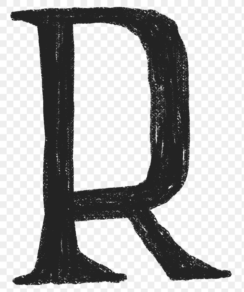 Letter R png  crayon font, transparent background