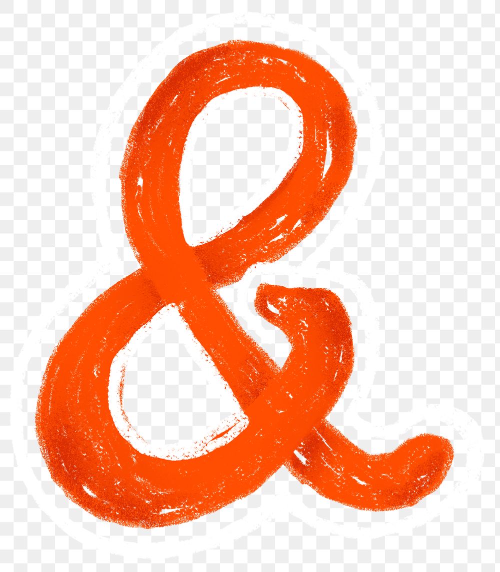 Ampersand sign png crayon symbol, transparent background