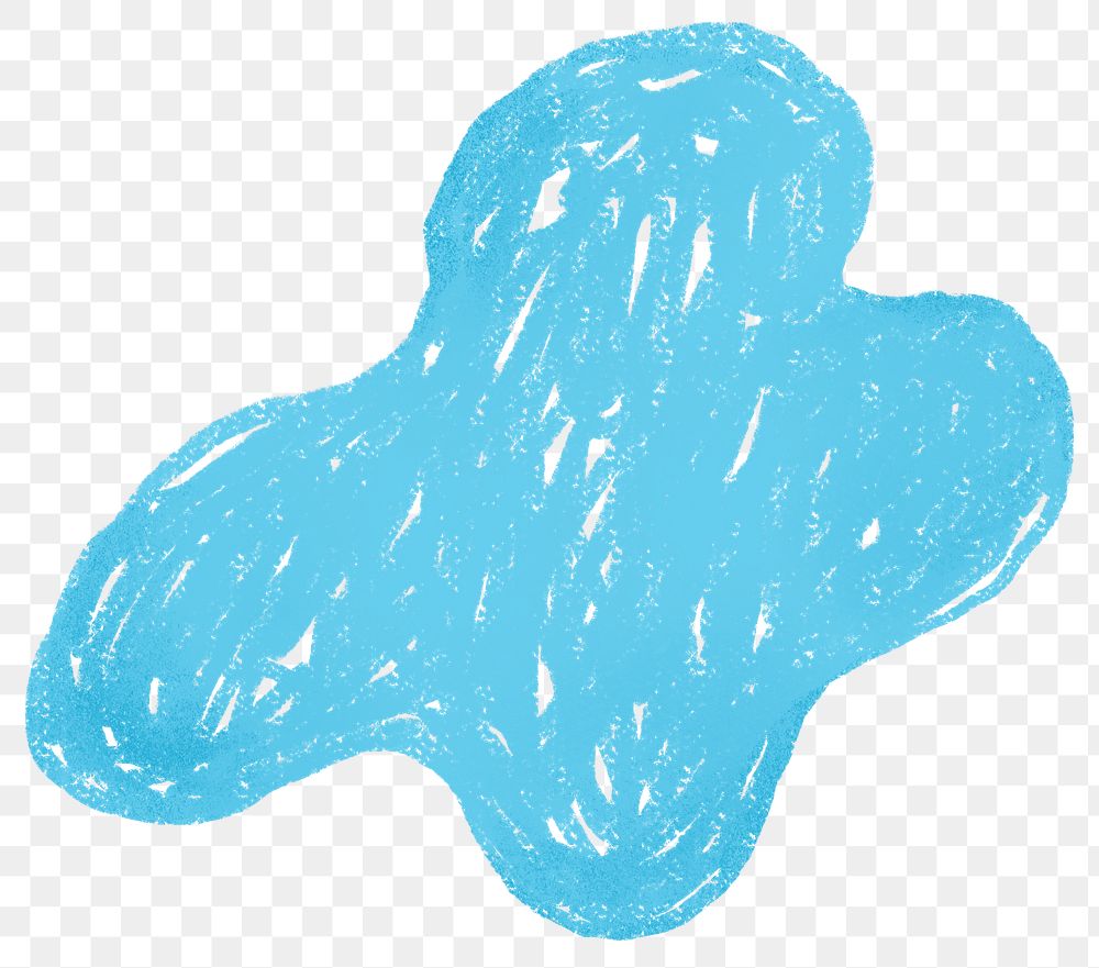 Blue organic shape icon png cute crayon shape, transparent background