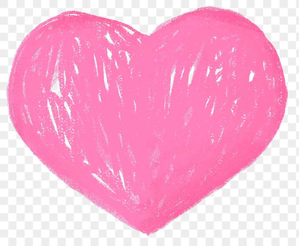 Pink heart icon png cute crayon shape, transparent background
