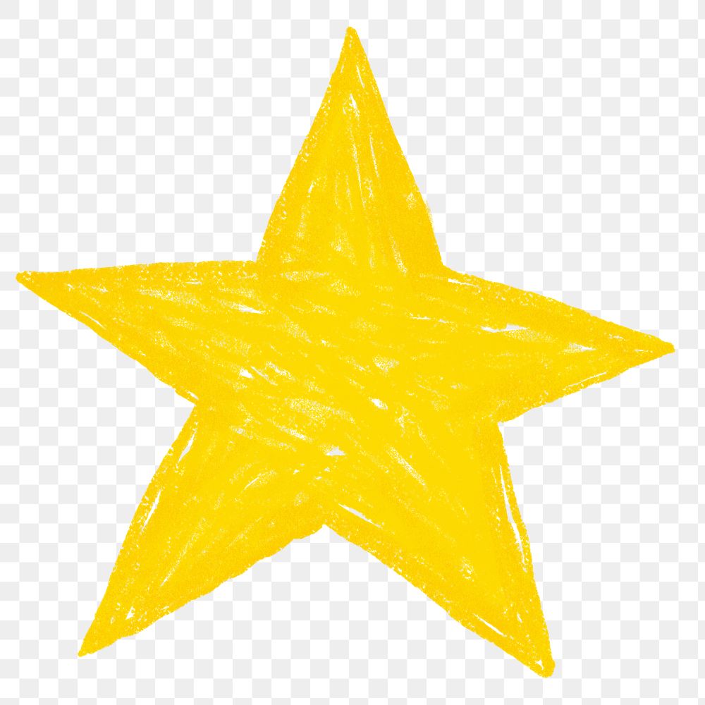 Yellow star icon png cute crayon shape, transparent background