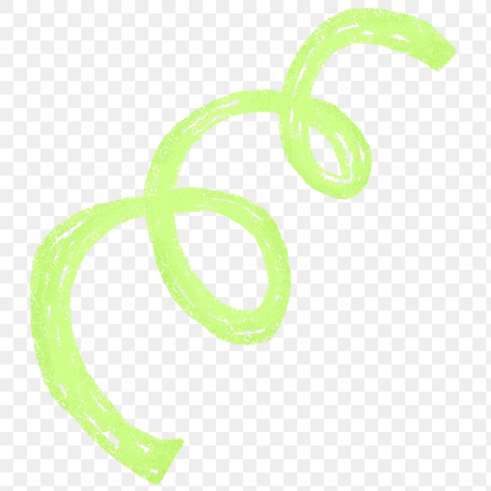 Green squiggle icon png cute crayon shape, transparent background