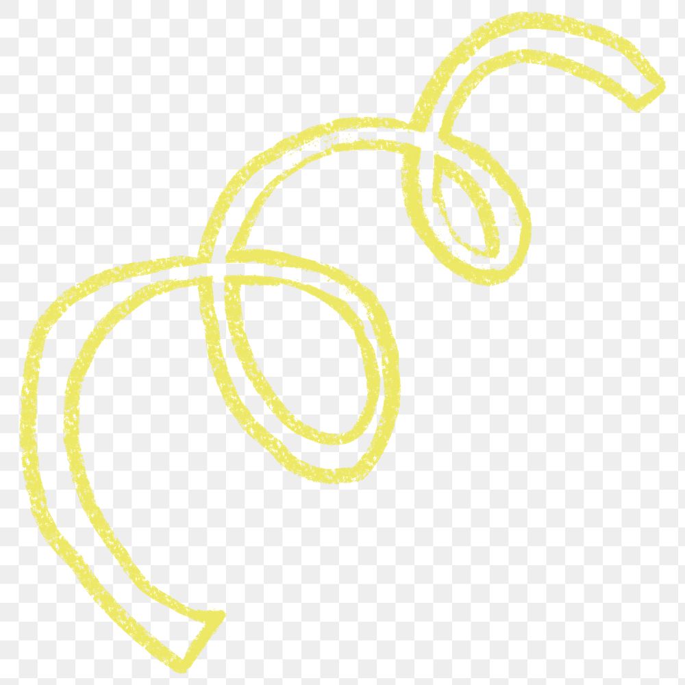 Yellow squiggle icon png cute crayon shape, transparent background