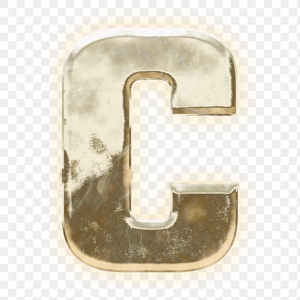 Letter c png gold font, transparent background