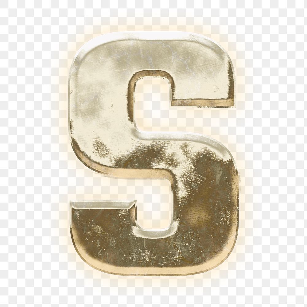 Letter s png gold font, transparent background