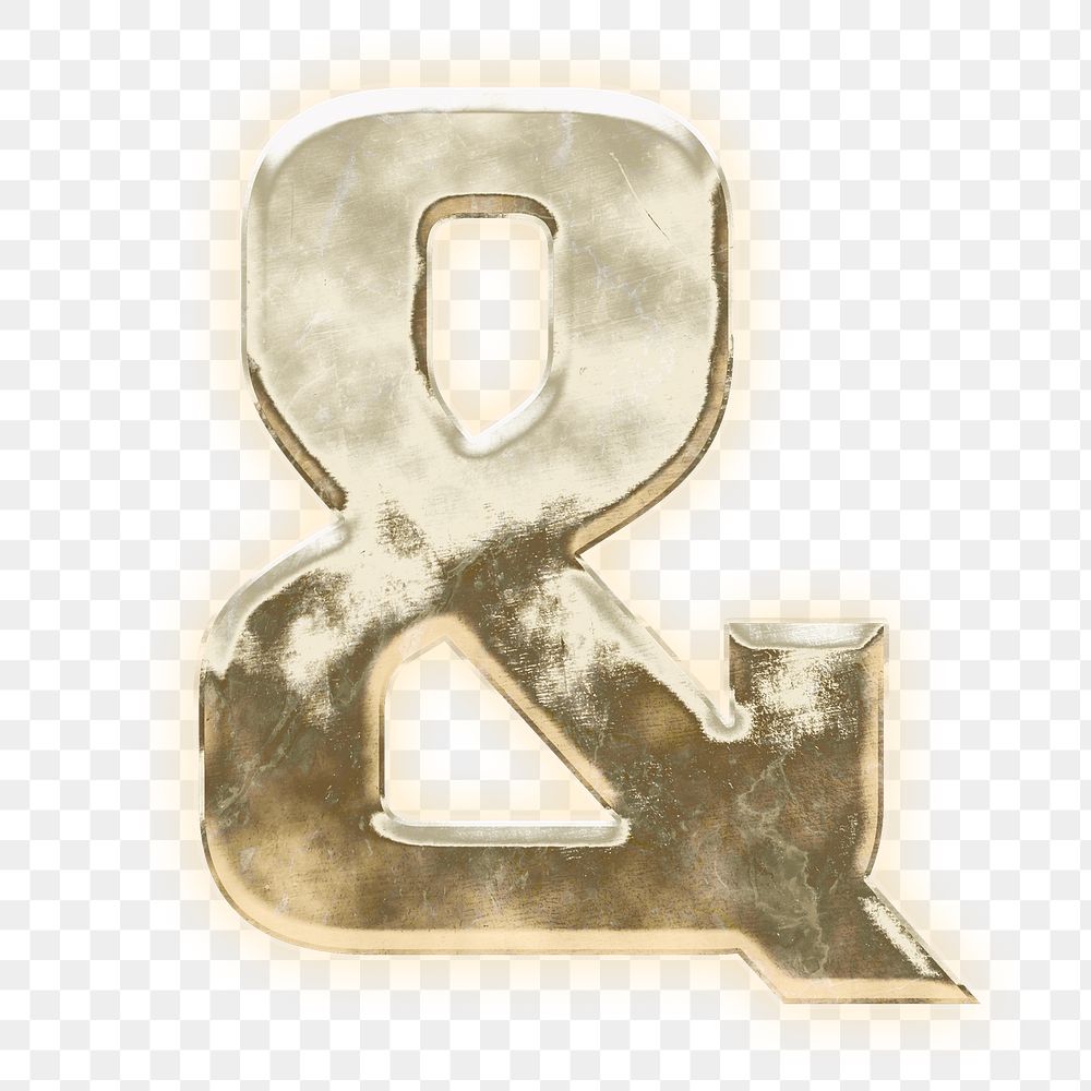 PNG gold ampersand sign, transparent background