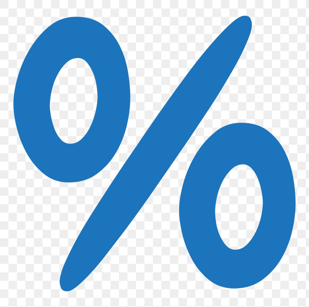 Percentage png blue sign, transparent background