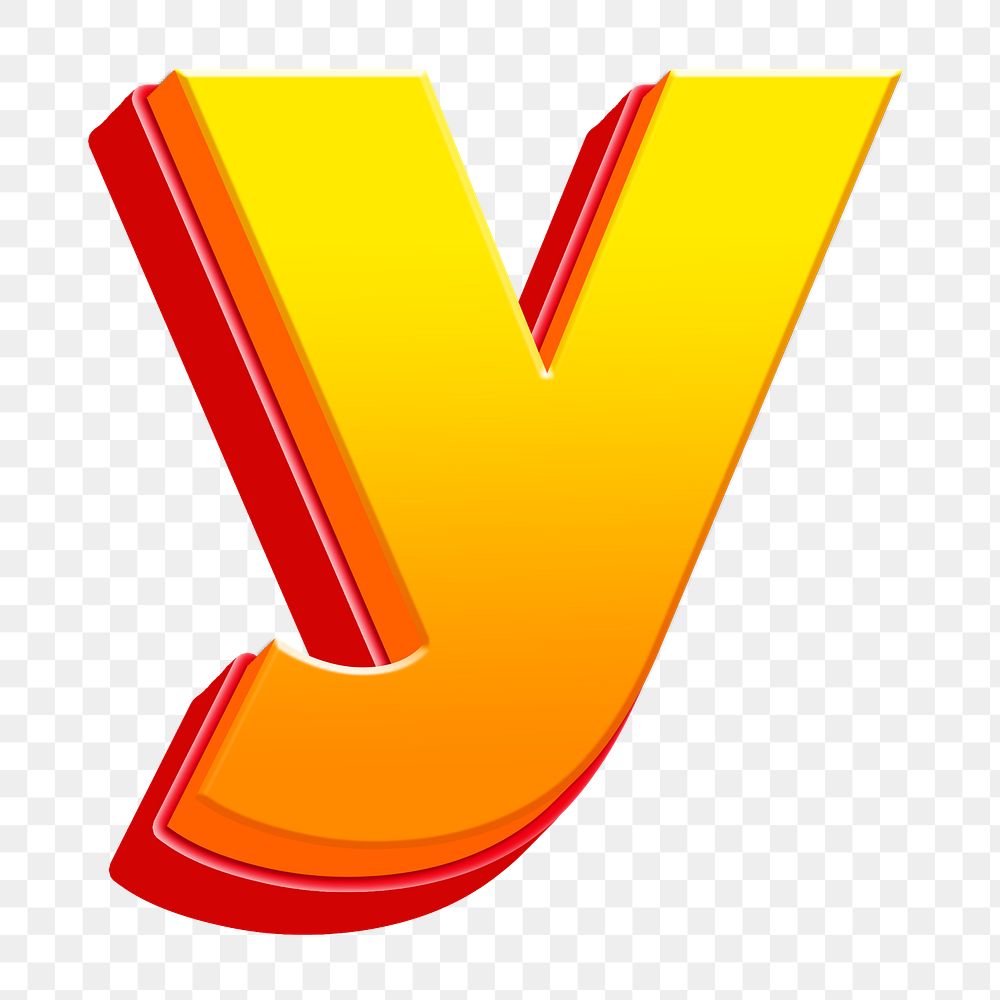 Letter y png 3D yellow layer font, transparent background