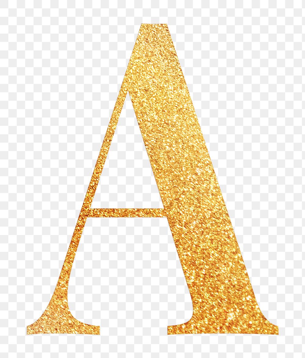 Letter a png gold foil alphabet, transparent background
