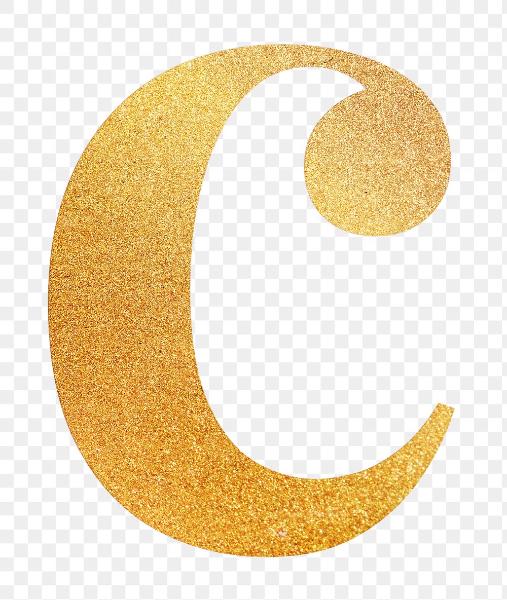 Letter c png gold foil alphabet, transparent background