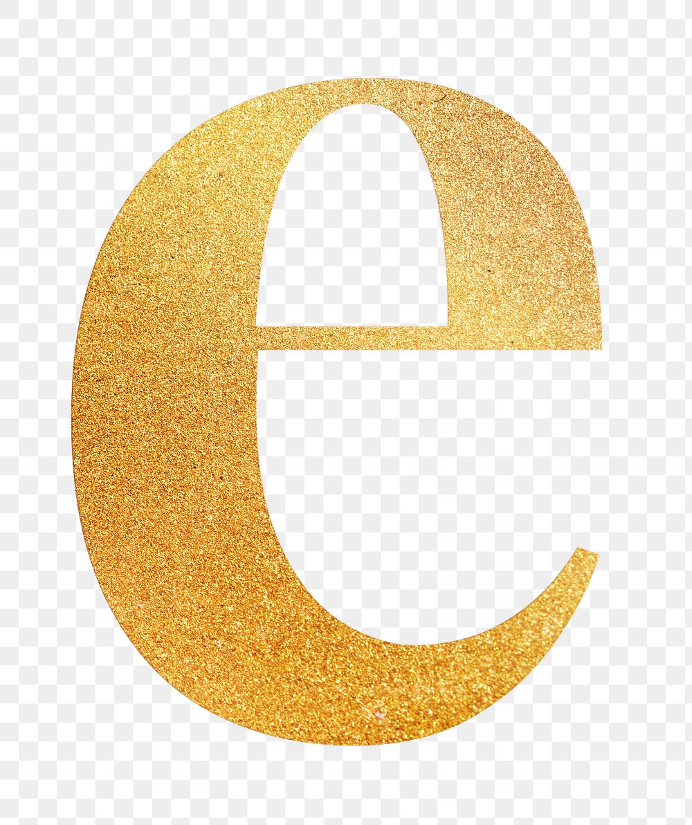 Letter e png gold foil alphabet, transparent background
