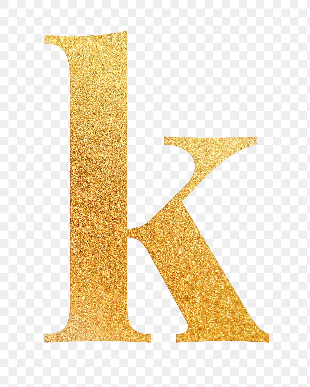 Letter k png gold foil alphabet, transparent background