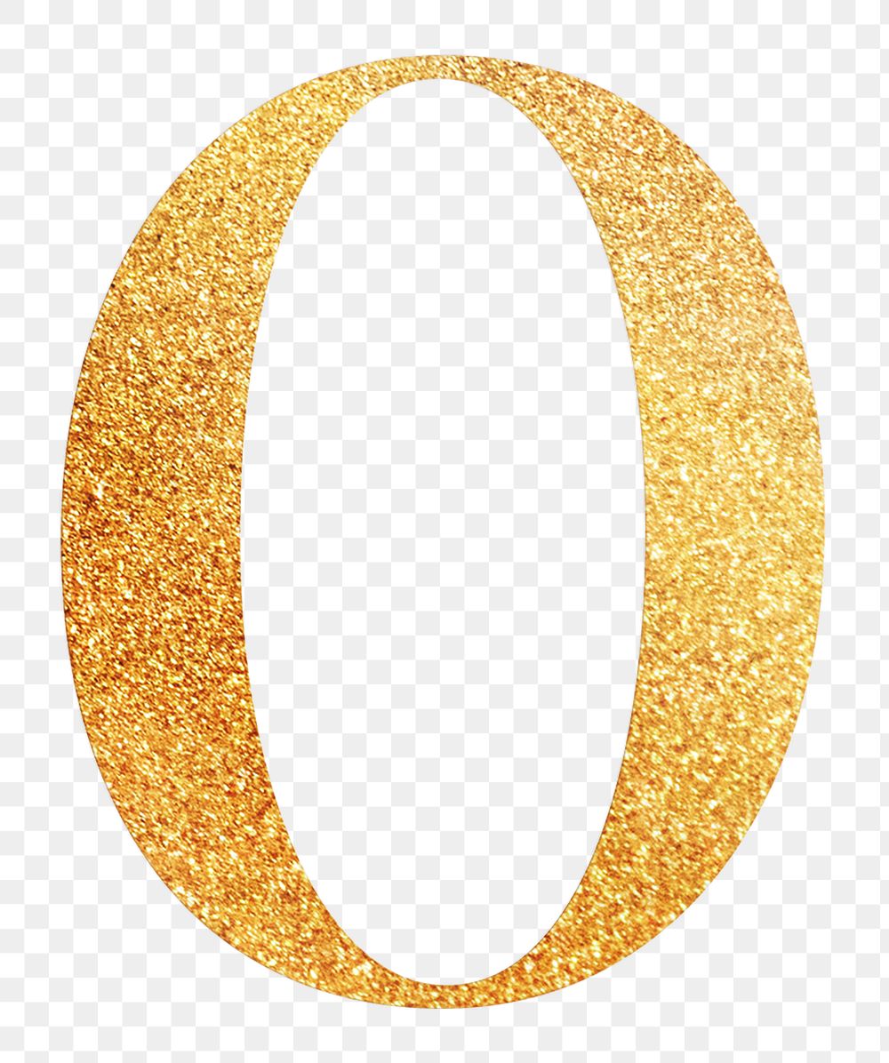 Letter o png gold foil alphabet, transparent background