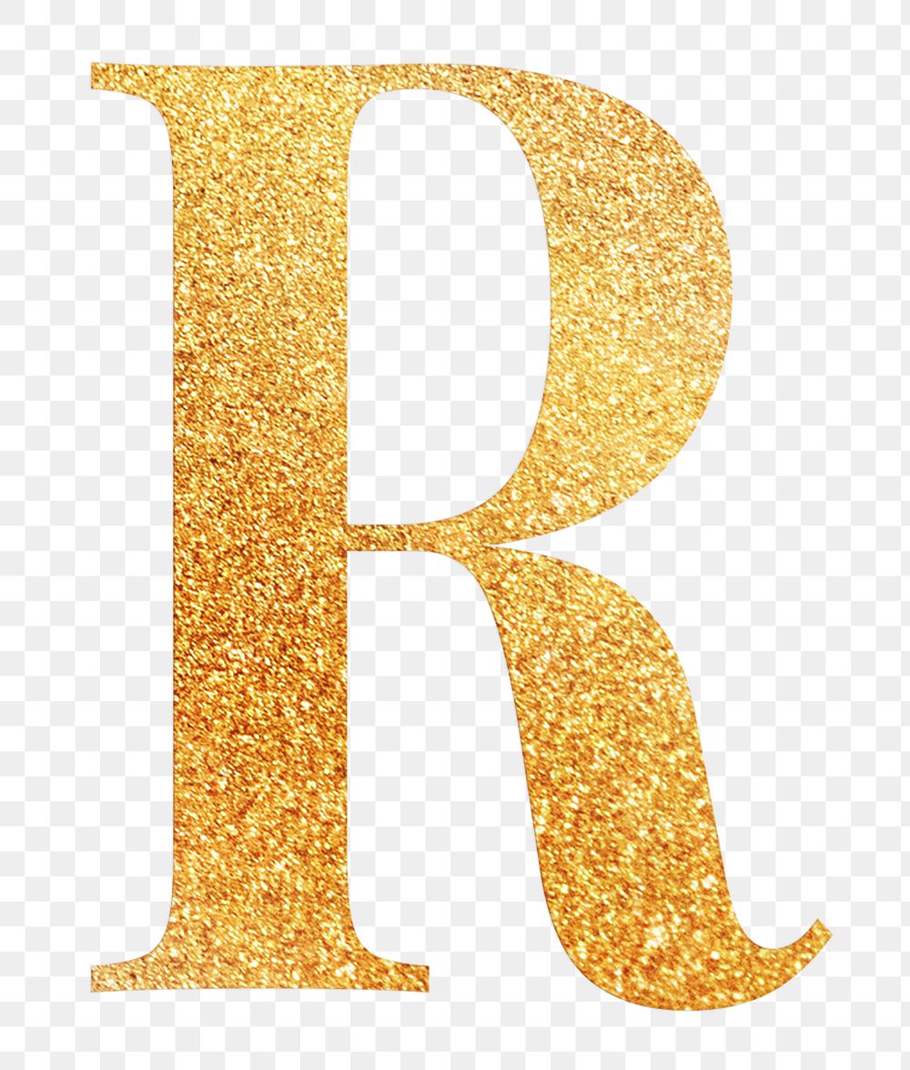 Letter r png gold foil alphabet, transparent background