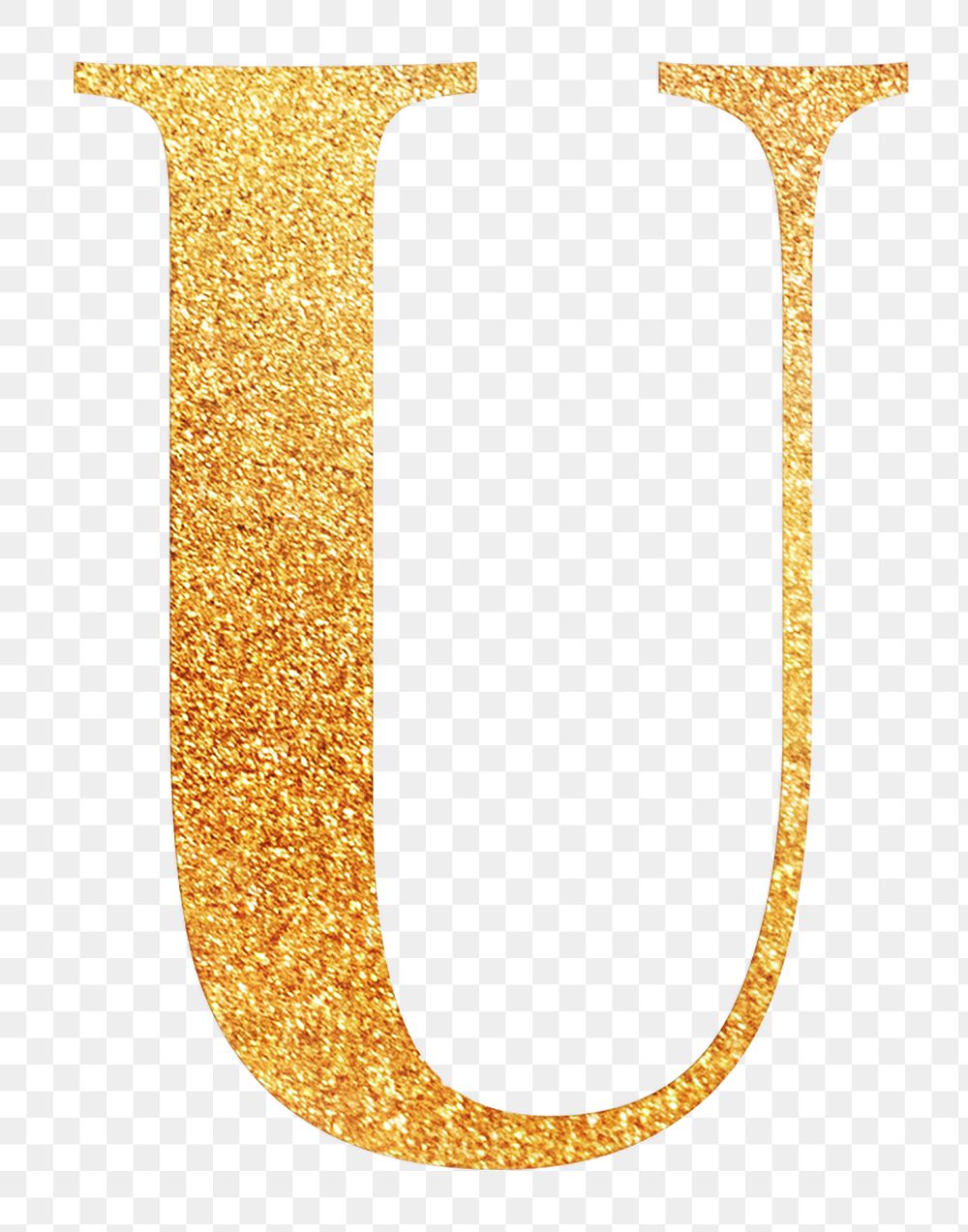 Letter u png gold foil alphabet, transparent background