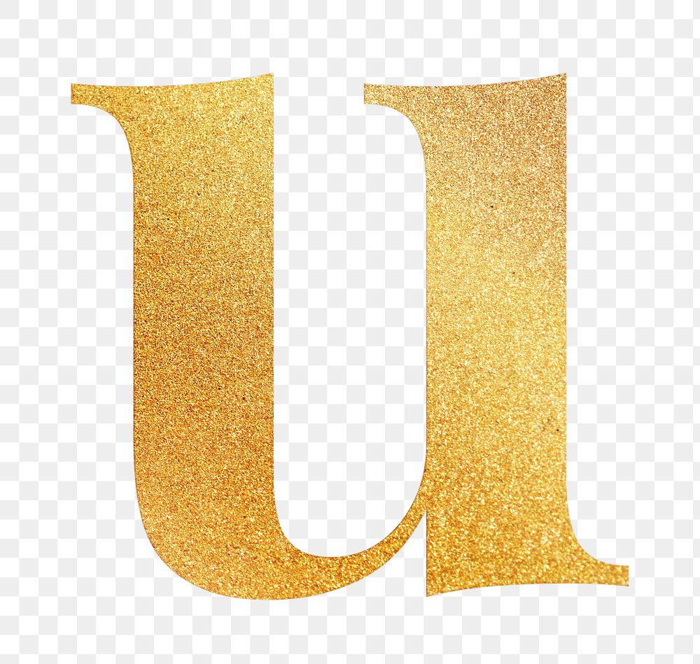 Letter u png gold foil alphabet, transparent background
