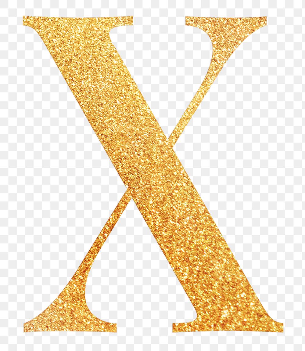 Letter  x png gold foil alphabet, transparent background