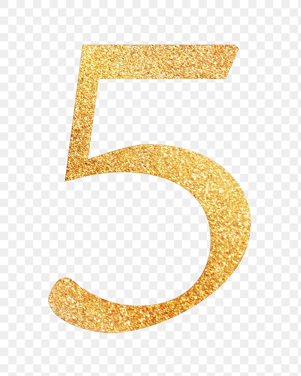 Number 5 png gold foil alphabet, transparent background