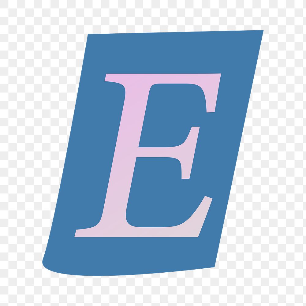 Letter E png papercut alphabet illustration, transparent background