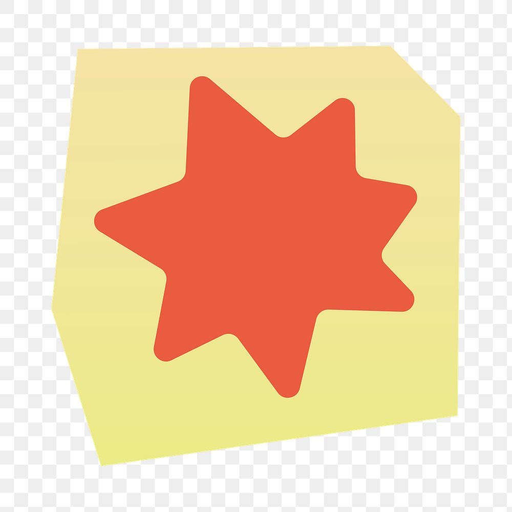 Red star badge png shape in papercut illustration, transparent background