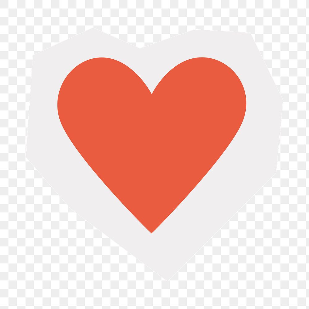 Orange heart png shape in papercut illustration, transparent background