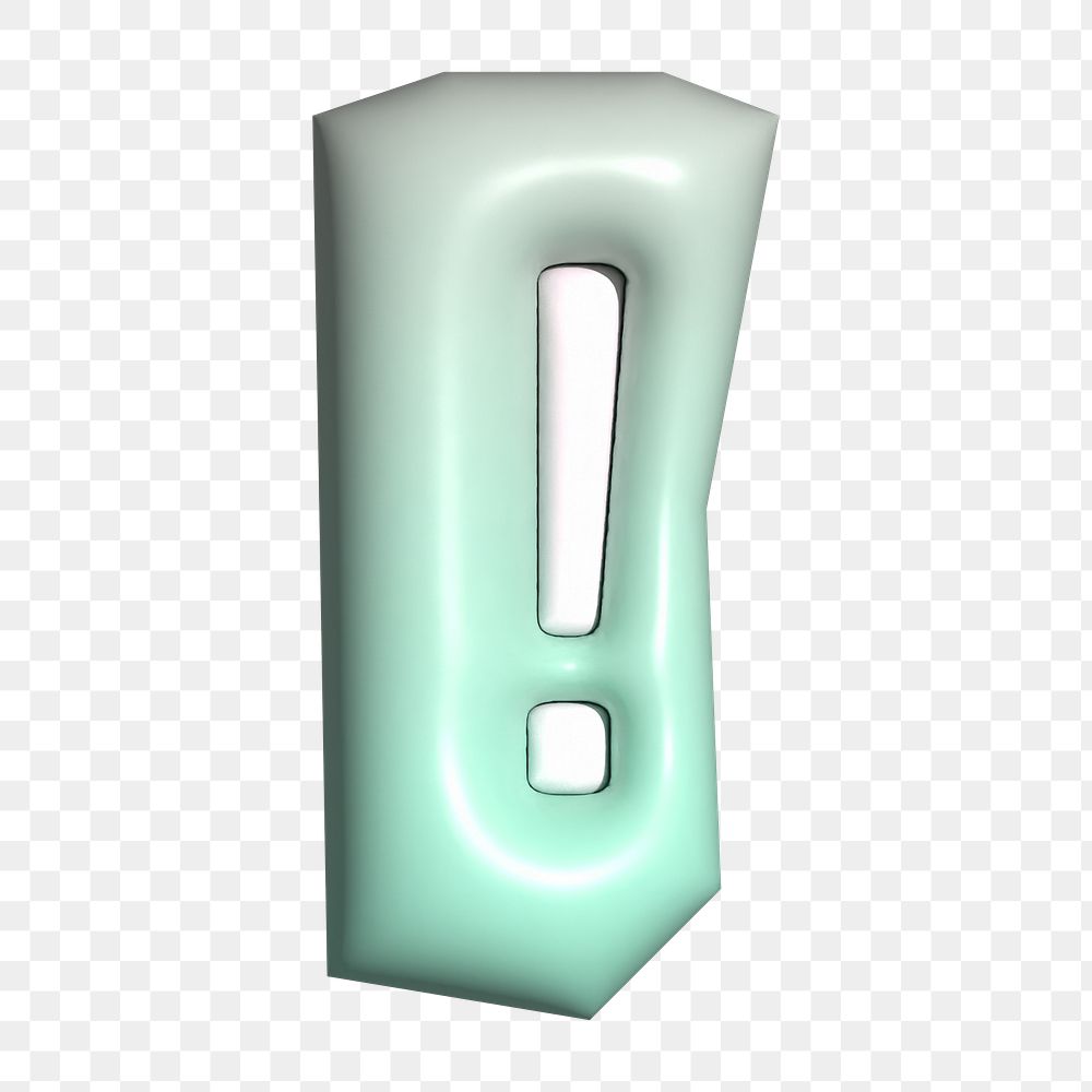 Exclamation mark sign png 3D alphabets illustration, transparent background