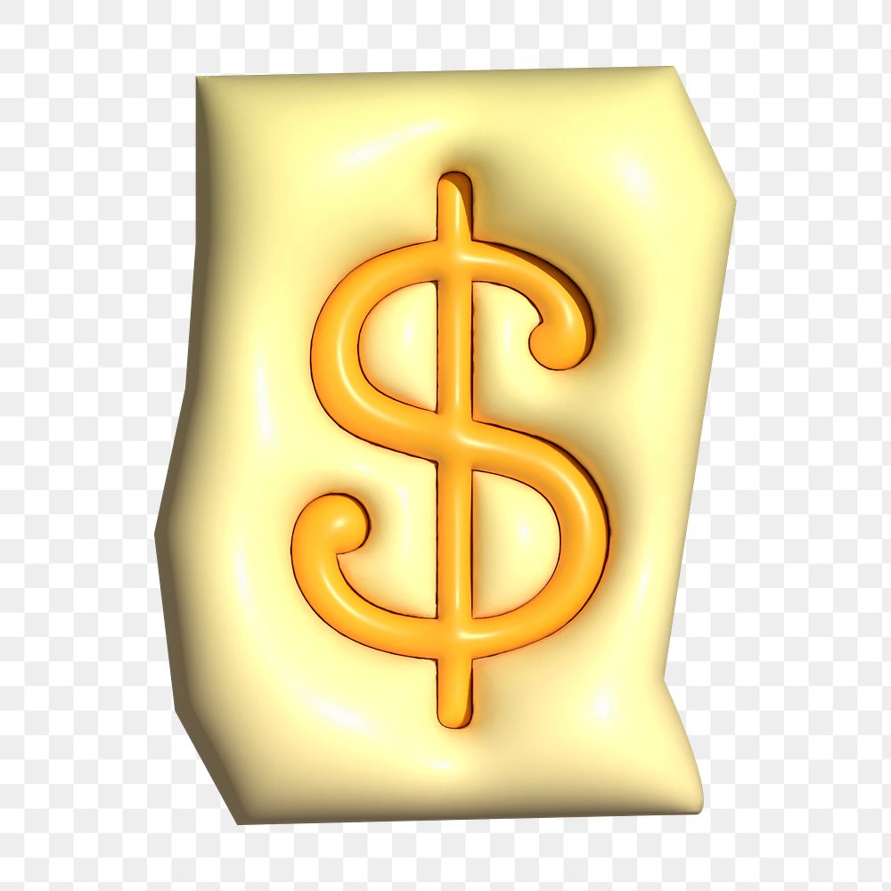 Dollar sign png 3D alphabets illustration, transparent background