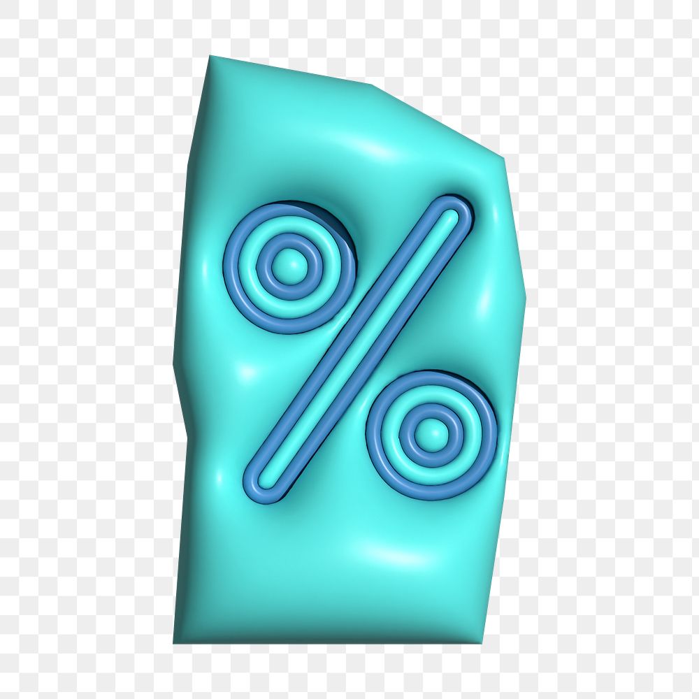 Percentage sign png 3D alphabets illustration, transparent background