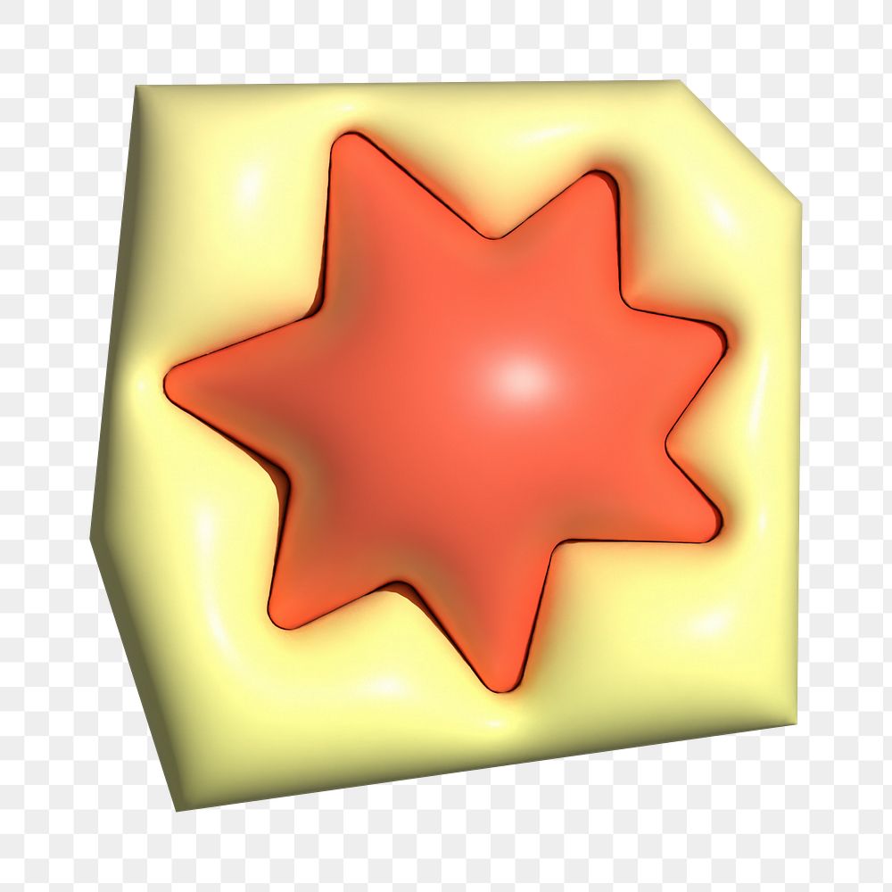 Starburst png  3D shape illustration, transparent background