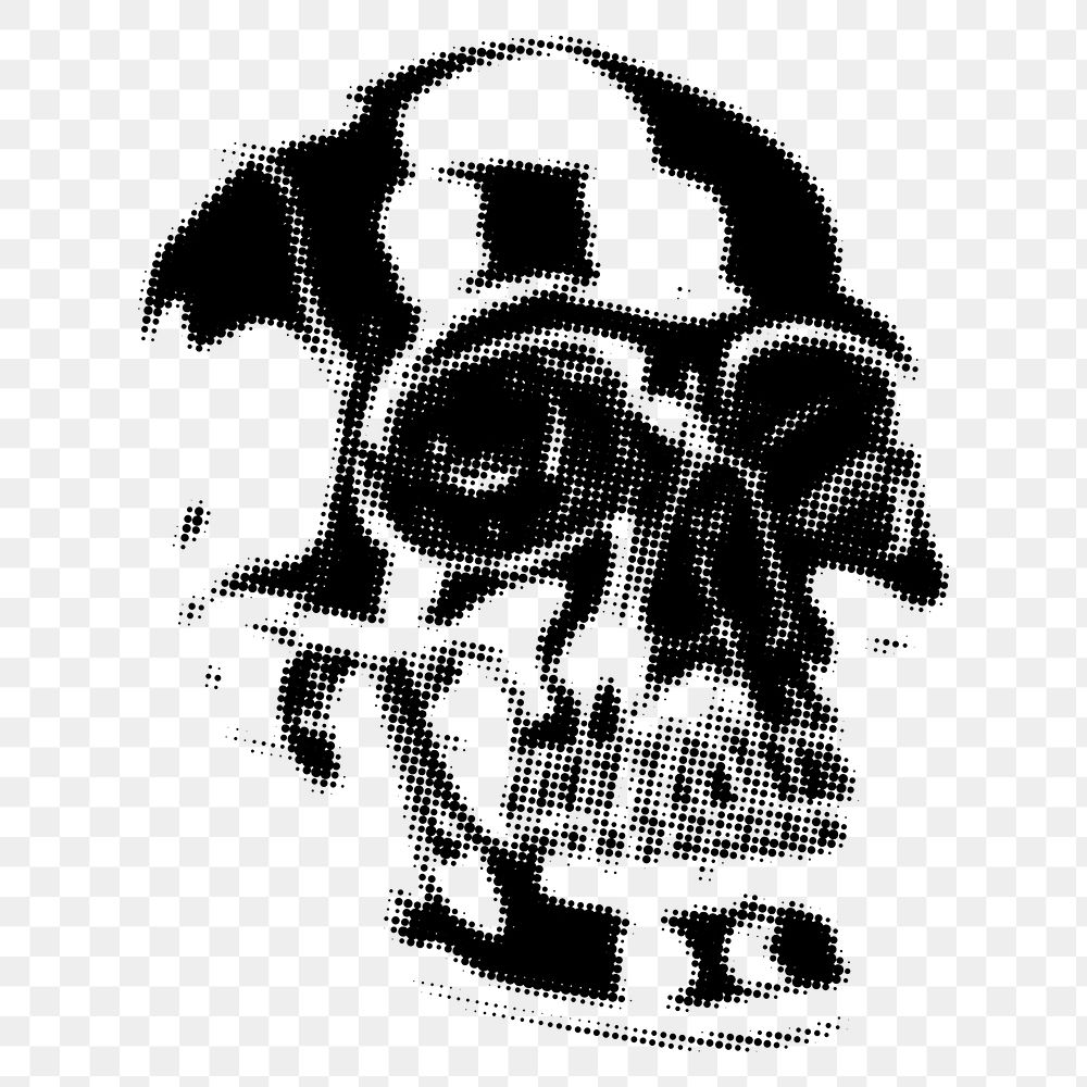 PNG Metal skull halftone design, transparent background