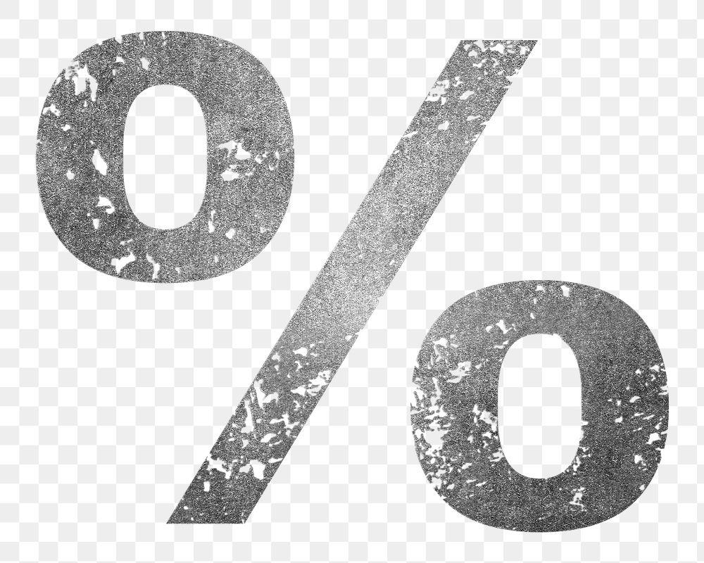 Percentage sign png grunge gray symbol, transparent background