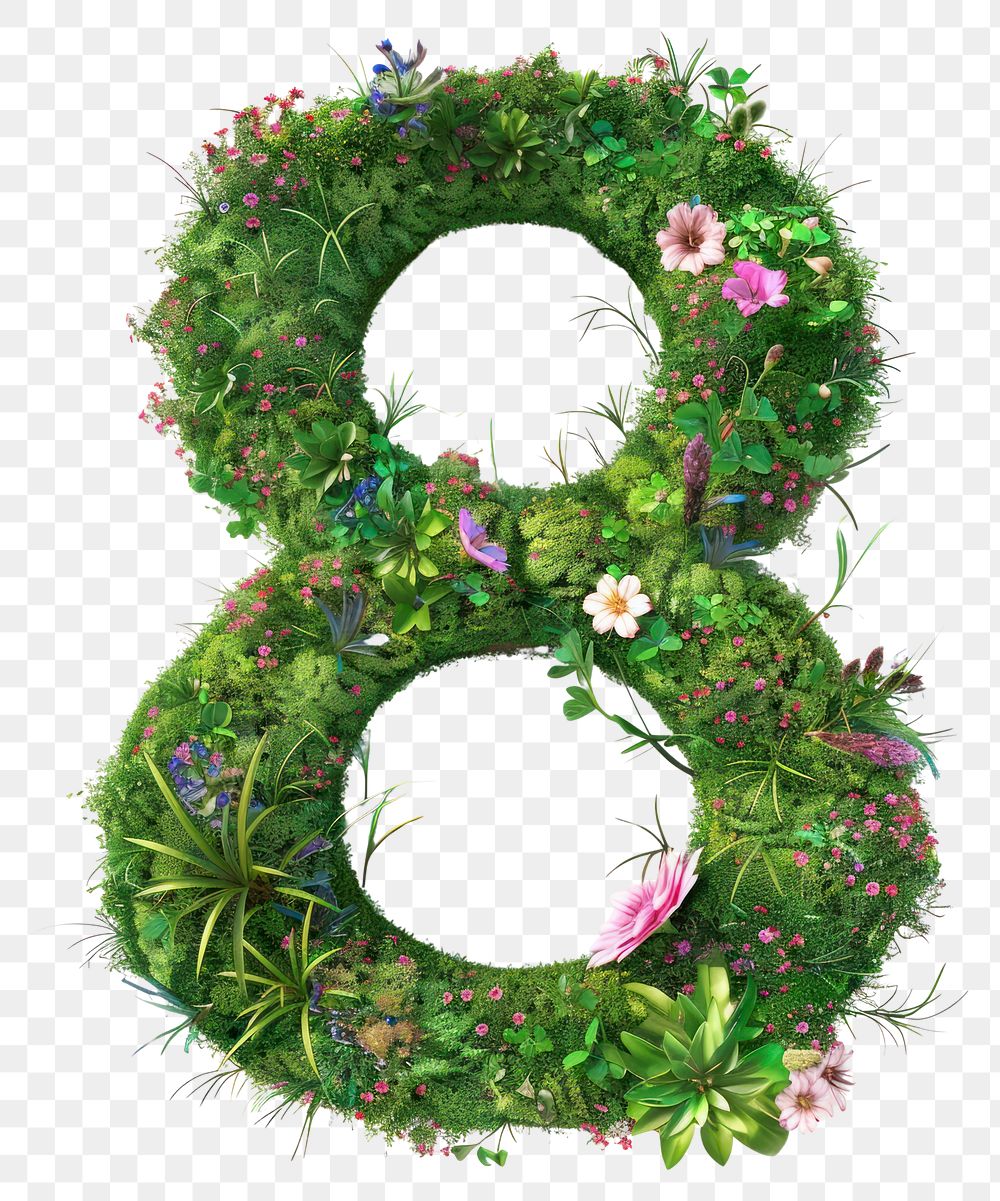 PNG  8 Number number green wreath.