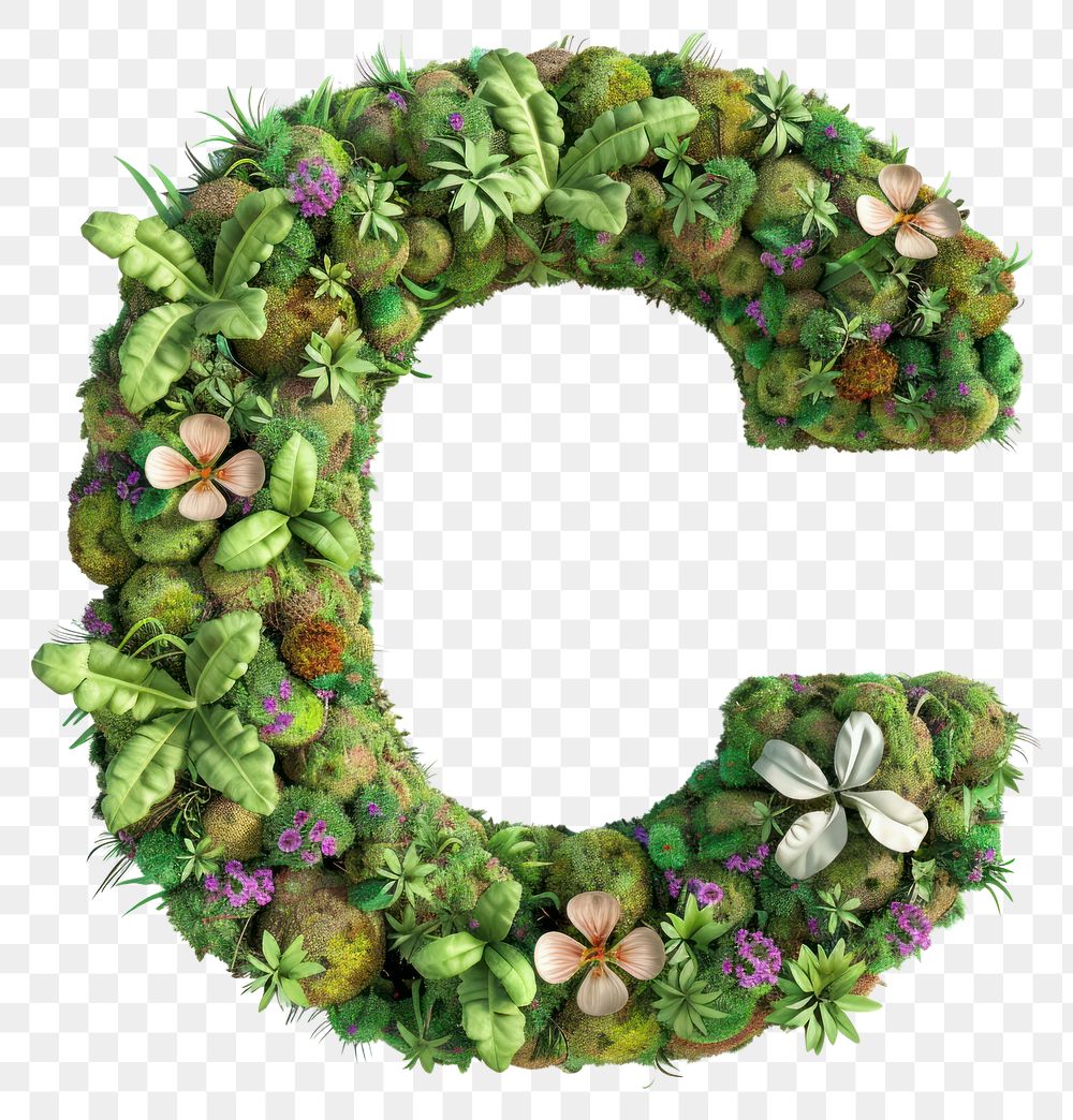 PNG  C letter wreath plant.