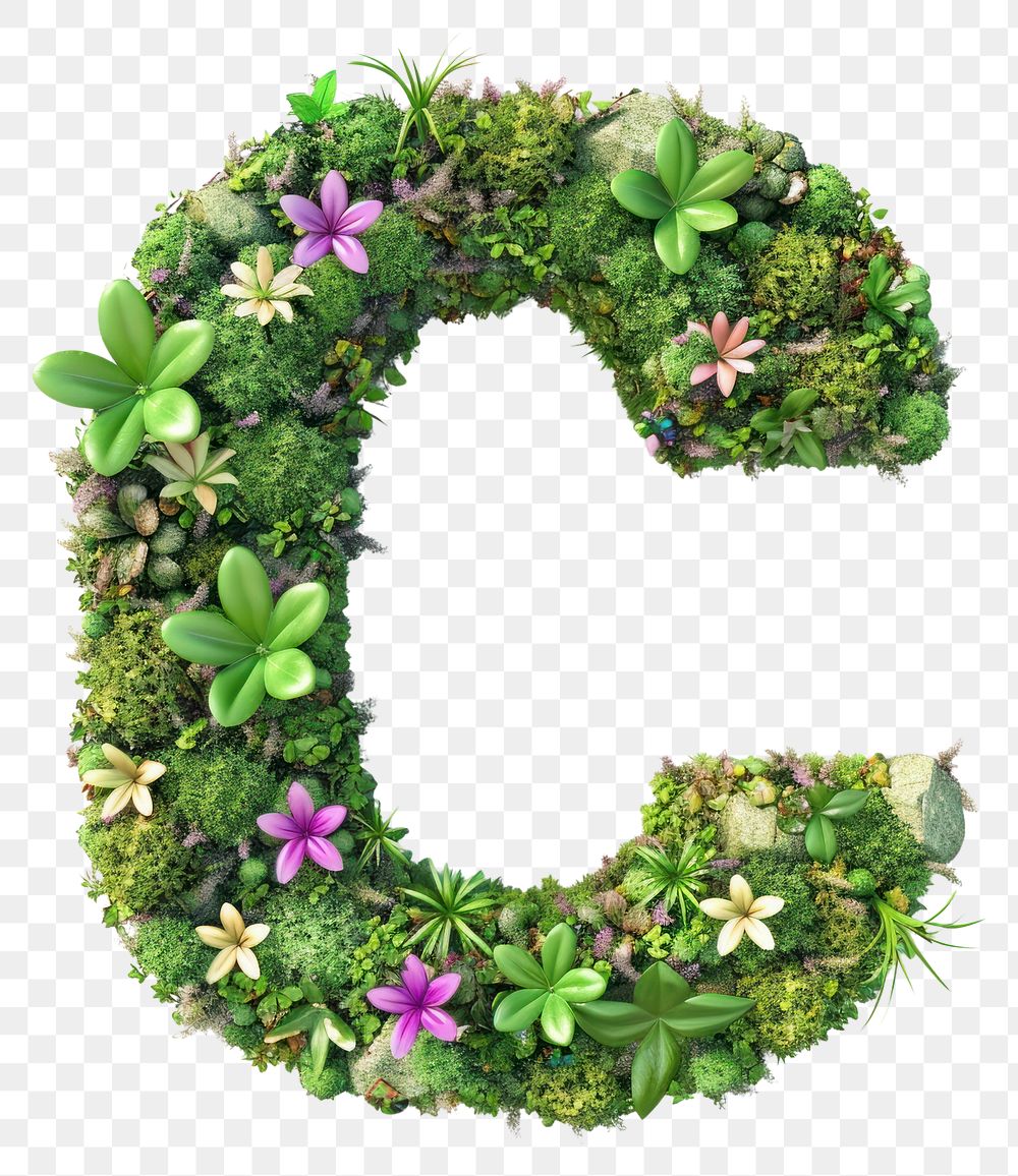 PNG  C letter flower green graphics.