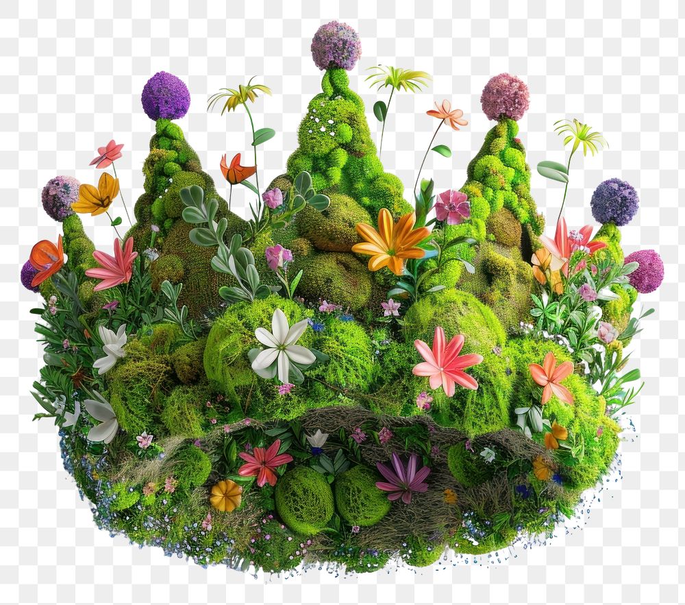 PNG  Crown shape flower moss graphics.