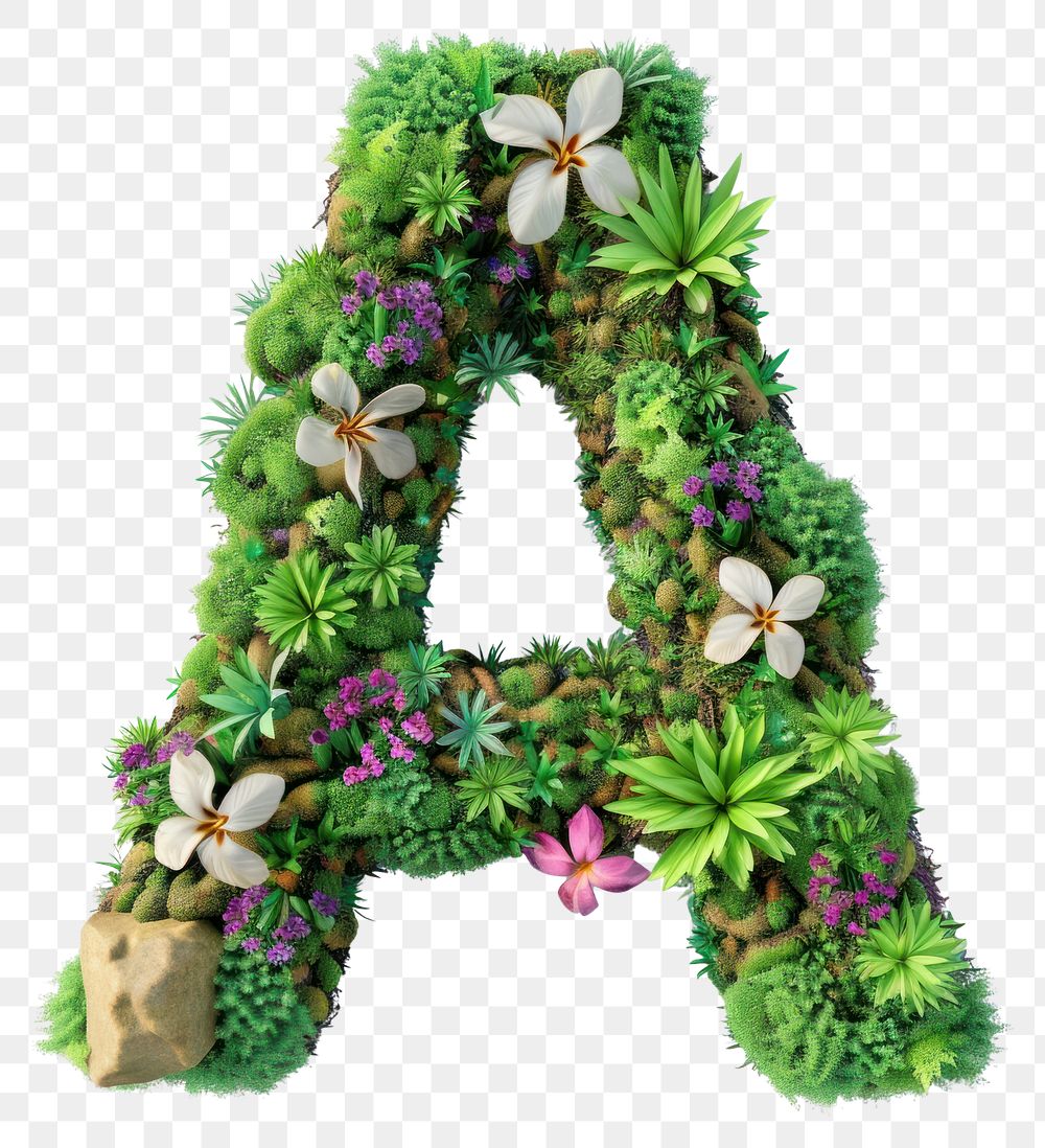 PNG  A letter flower green blossom.