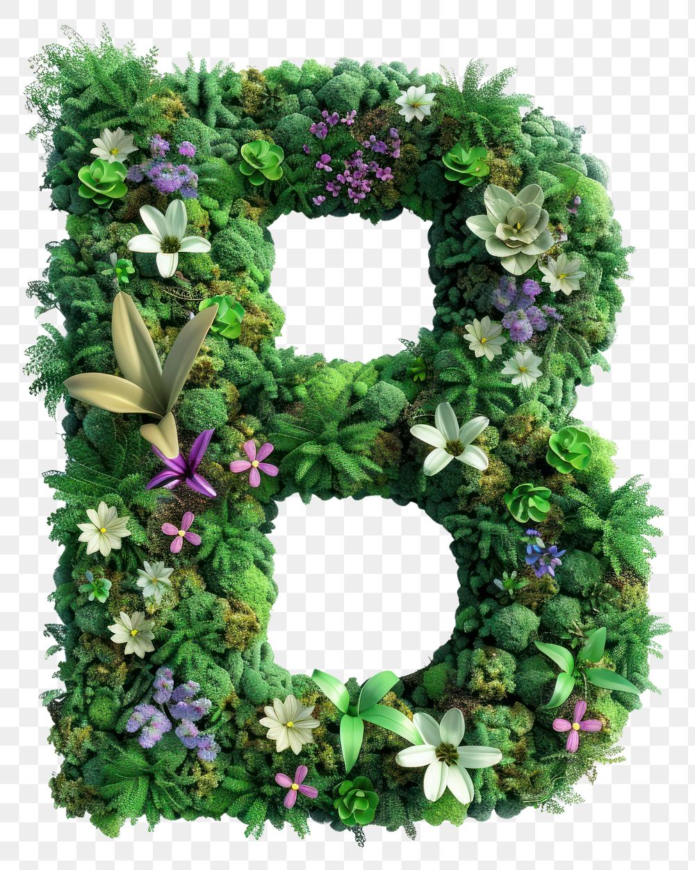 PNG  B letter flower blossom wreath.