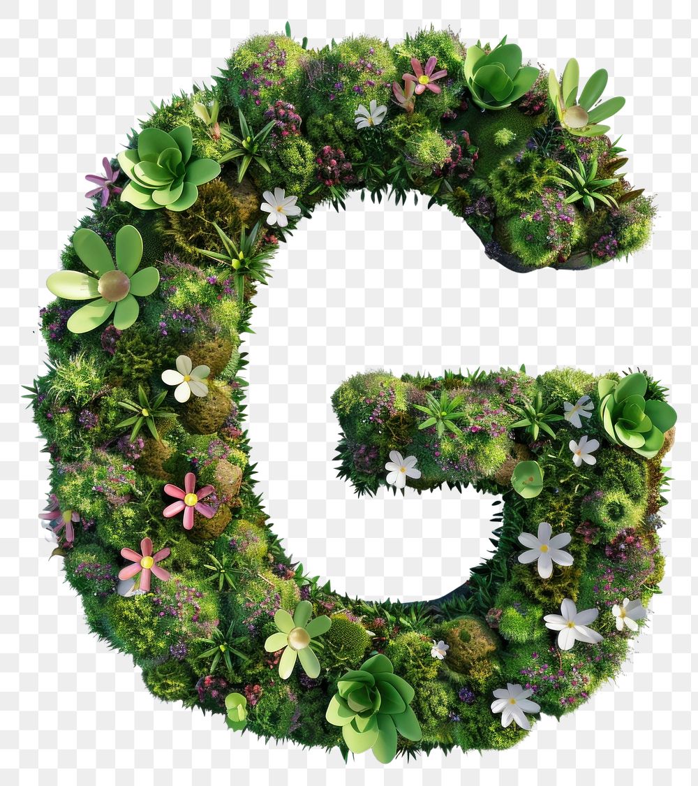 PNG  G letter green wreath plant.