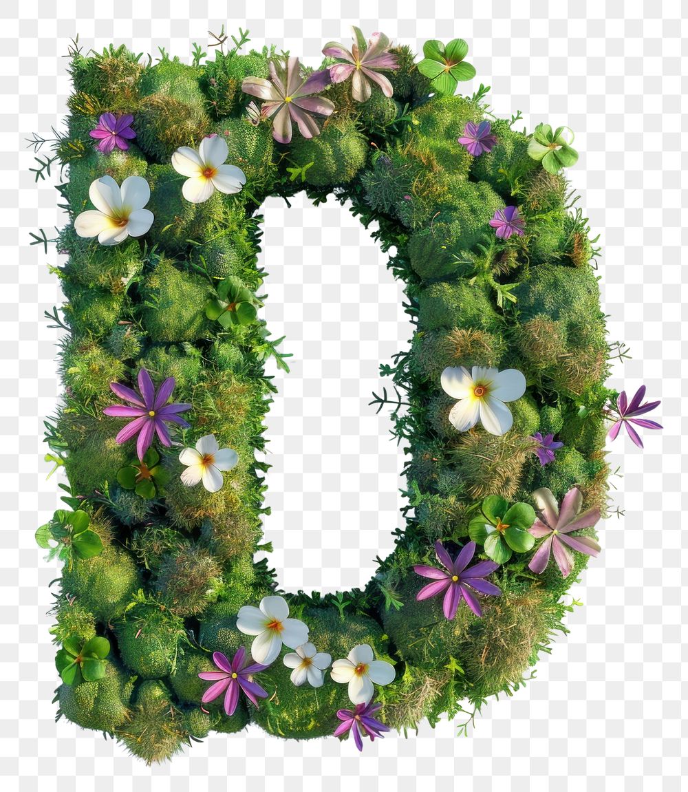 PNG  D letter flower blossom wreath.