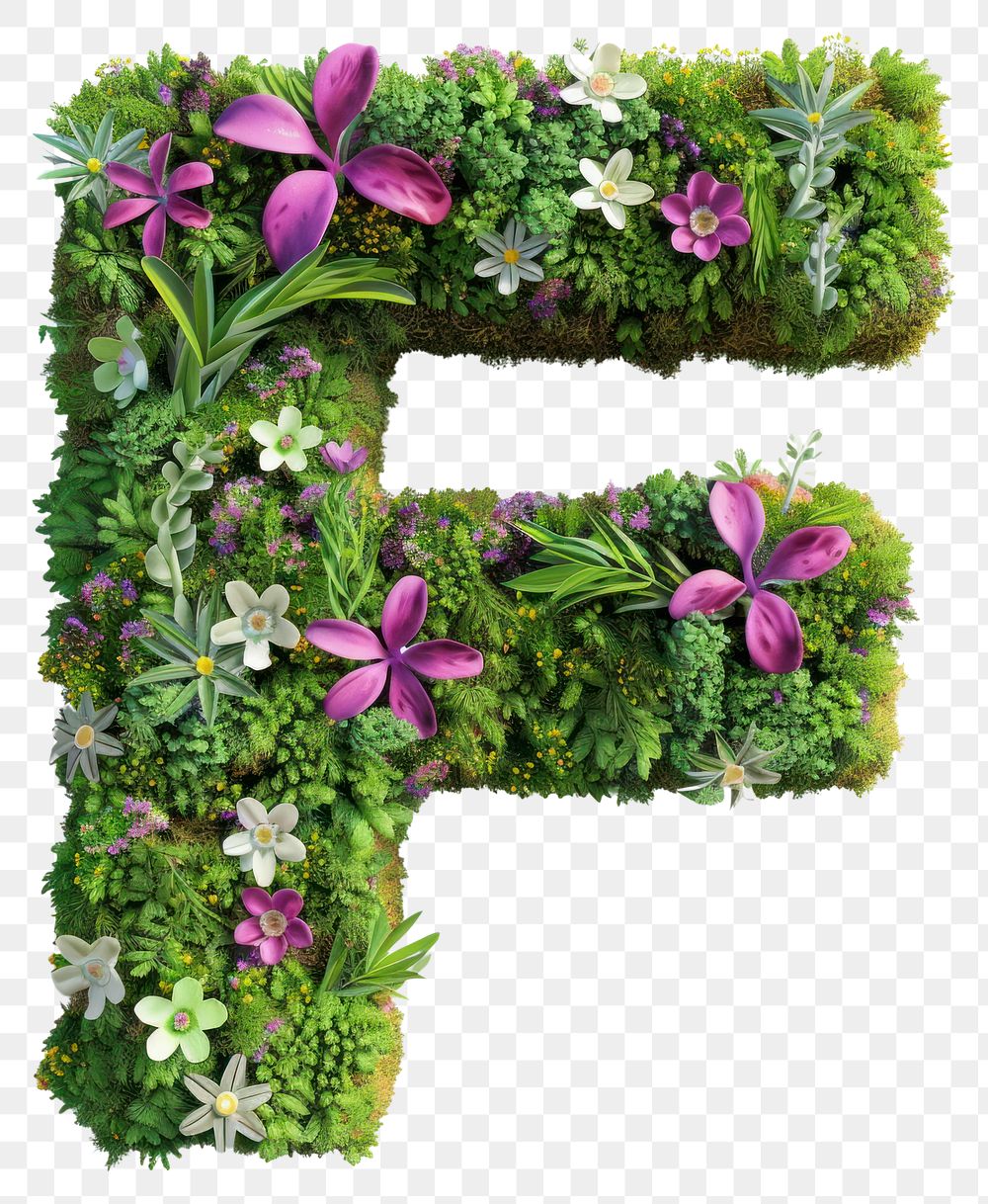 PNG  F letter flower nature green.