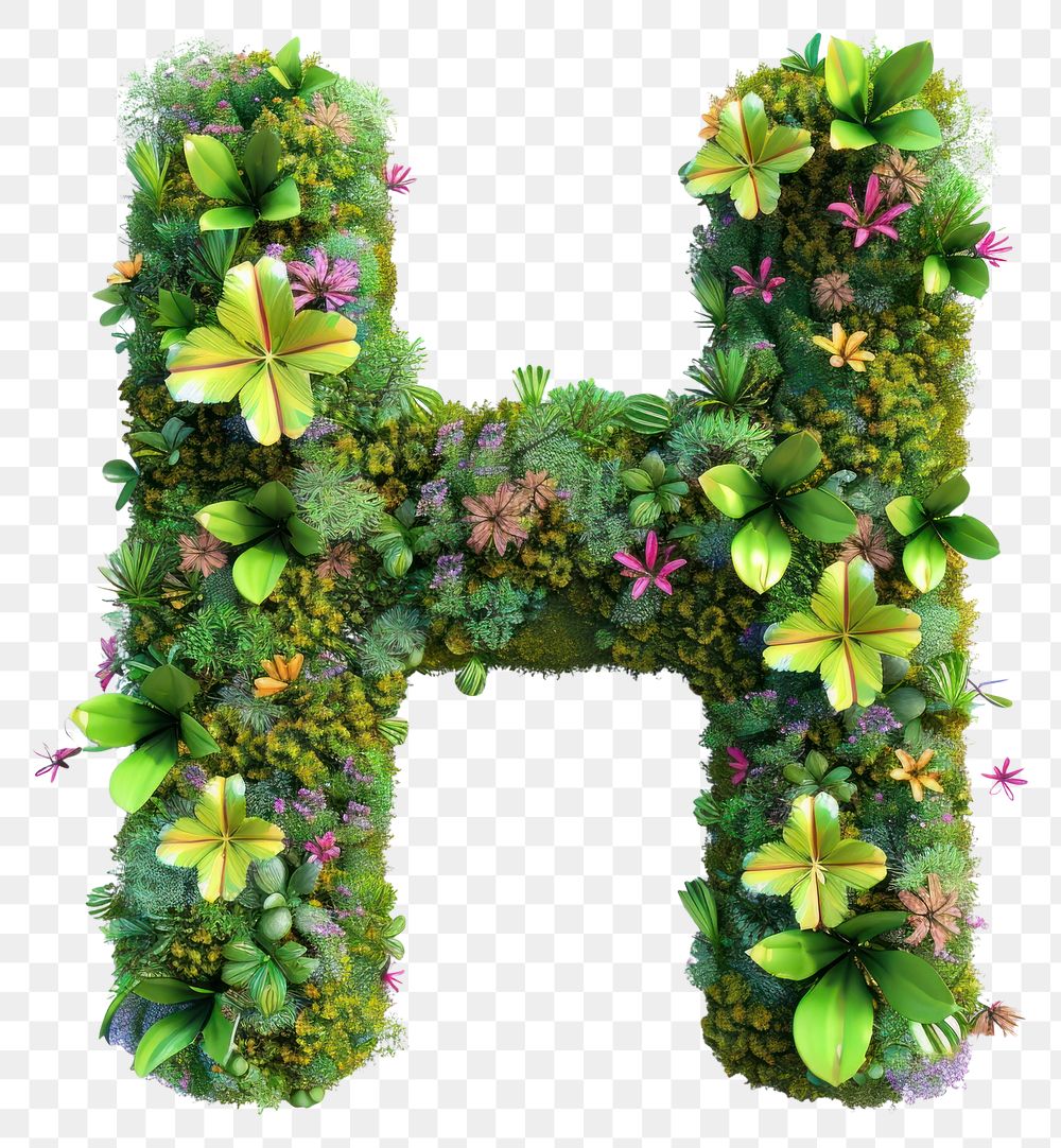 PNG  H letter flower nature green.